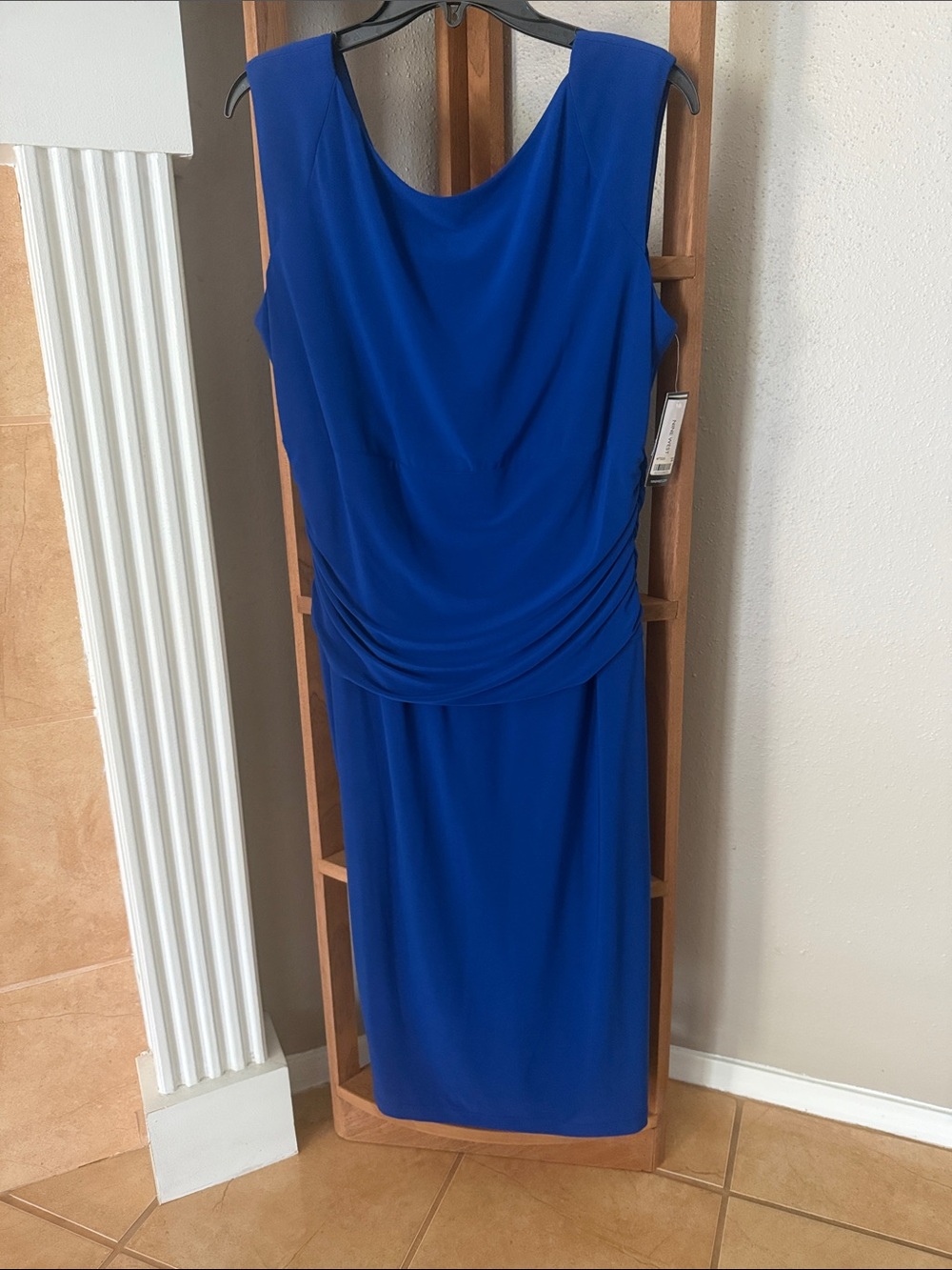 Nine West Cowl Neck Sleeveless Dress in Cobalt Blue